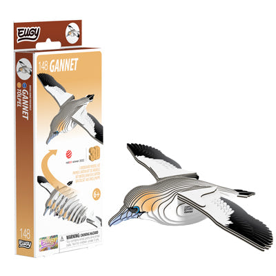 EUGY Gannet 3D card model kit — box and finished model