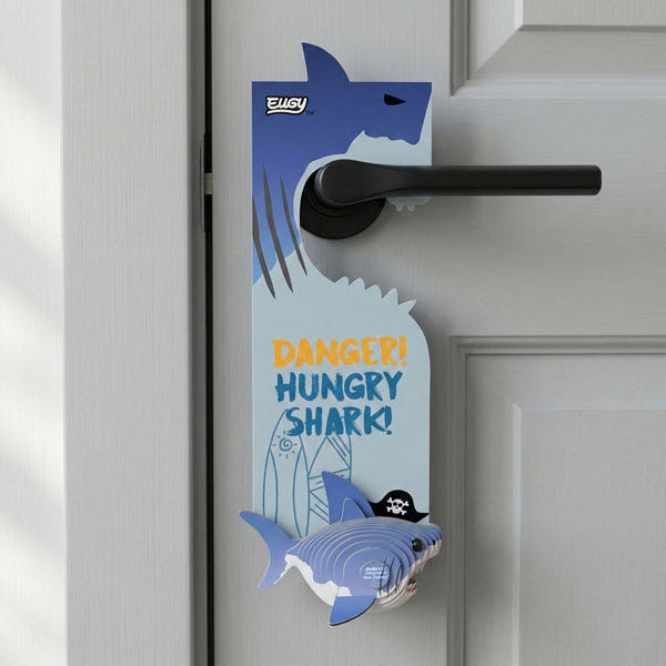 EUGY Door Hanger Shark on a door handle - back