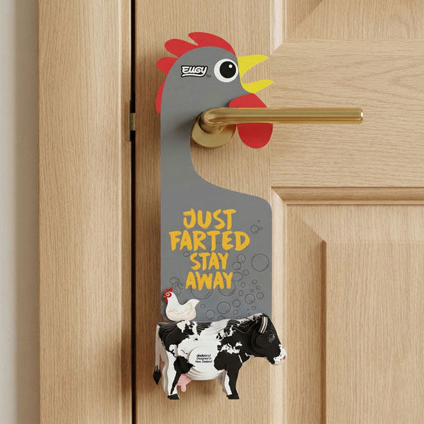 EUGY Door Hanger Holstein Friesian Cow on a door handle - back