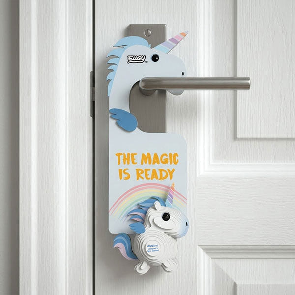 EUGY Door Hanger Unicorn Sky on a door handle - back