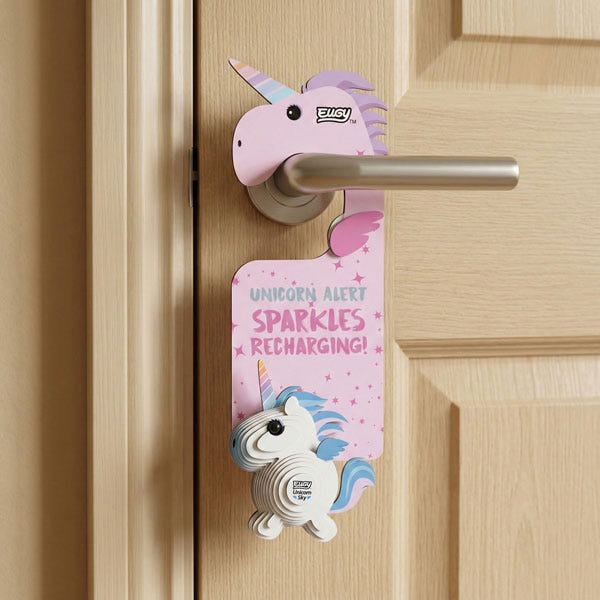 EUGY Door Hanger Unicorn Sky on a door handle - front