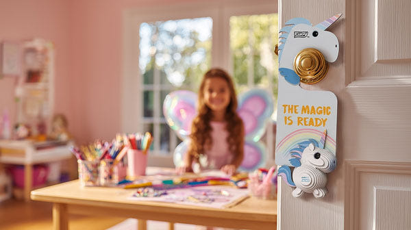 EUGY Door Hanger Unicorn Sky in a child's room