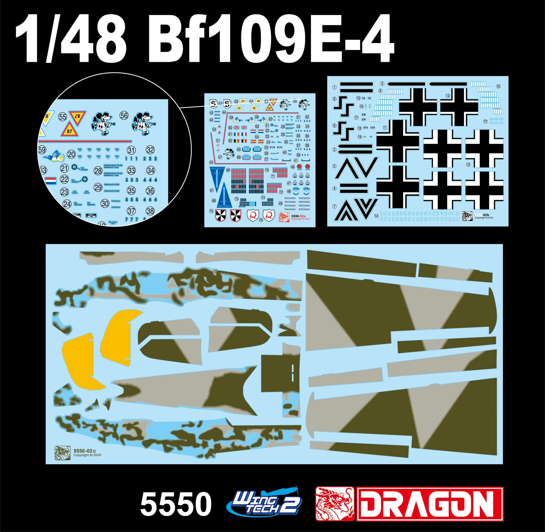 Dragon 1:48 Bf 109E-4 WWII German Fighter Plane - D5550