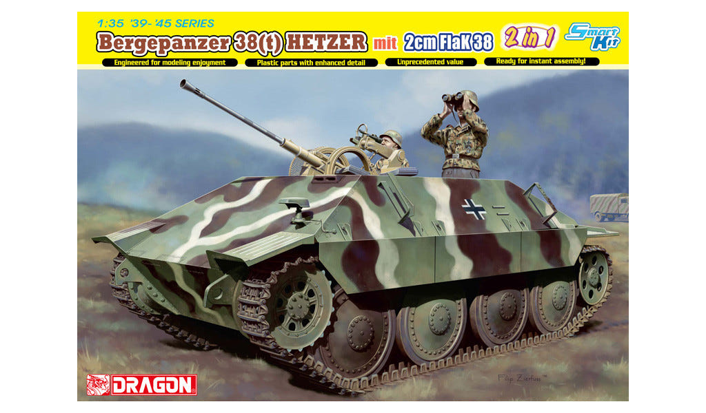 Dragon 1:35 Bergepanzer 38(t) Hetzer mit 2cm FlaK 38 with Interior & Bonus Items - D6399