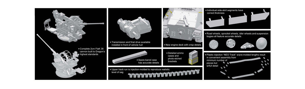 Dragon 1:35 Bergepanzer 38(t) Hetzer mit 2cm FlaK 38 with Interior & Bonus Items - D6399