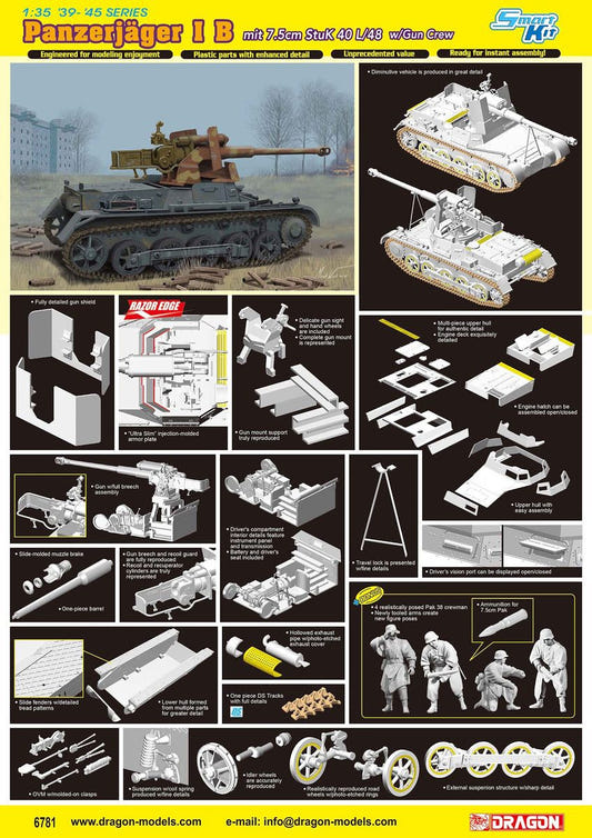 Dragon 1:35 Panzerjager IB mit 7.5cm StuK 40 L/48 with Gun Crew - D6781