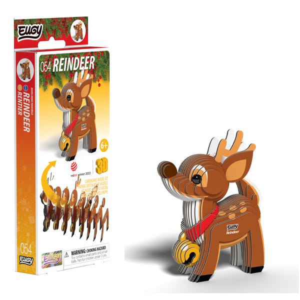 EUGY Reindeer 3D card kit – box and finished model