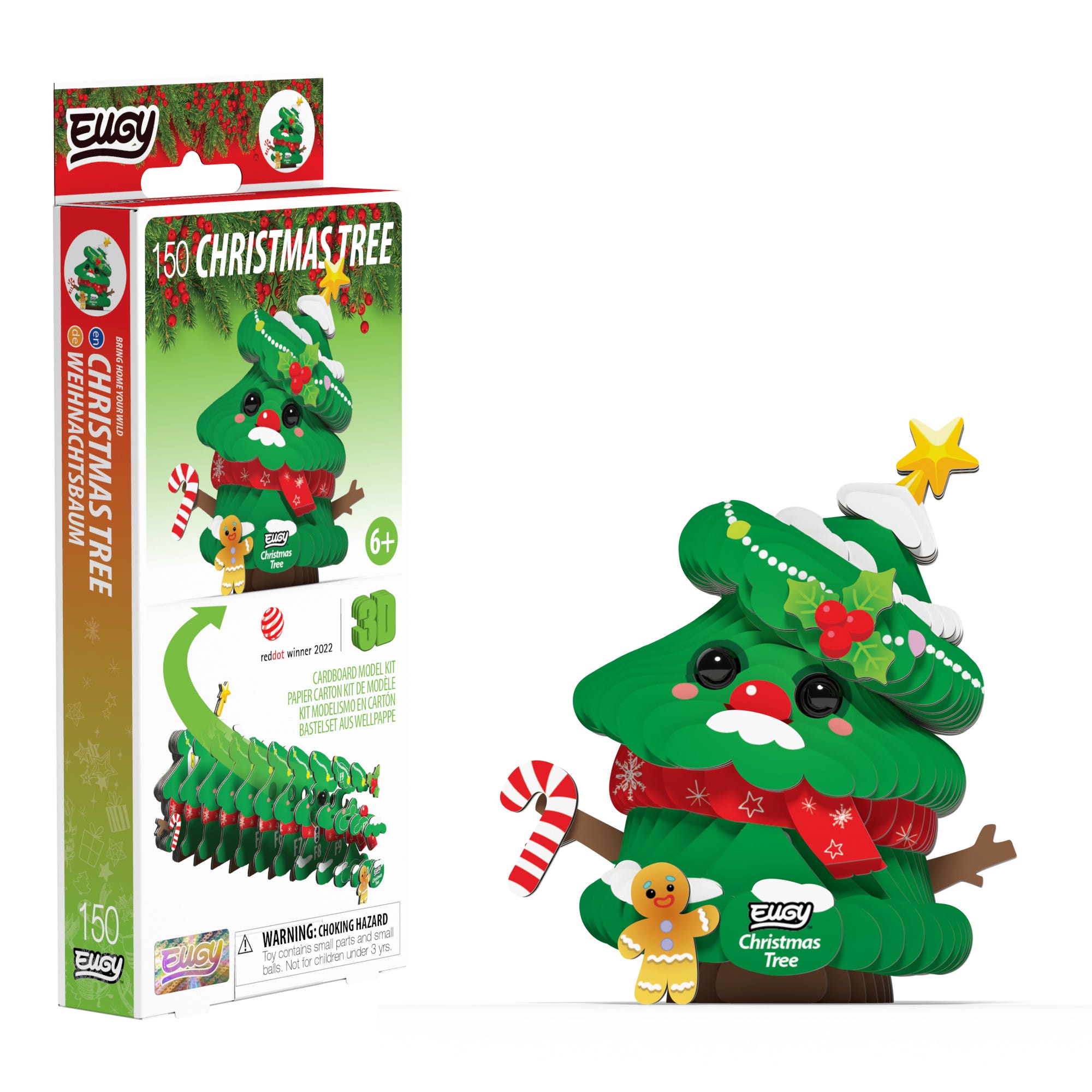 EUGY Christmas Tree 3D cardboard model kit - finished model with its box