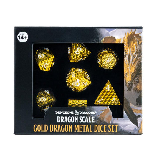 D&D Dragon Scale Metal Dice Set: Gold - Loaded Dice