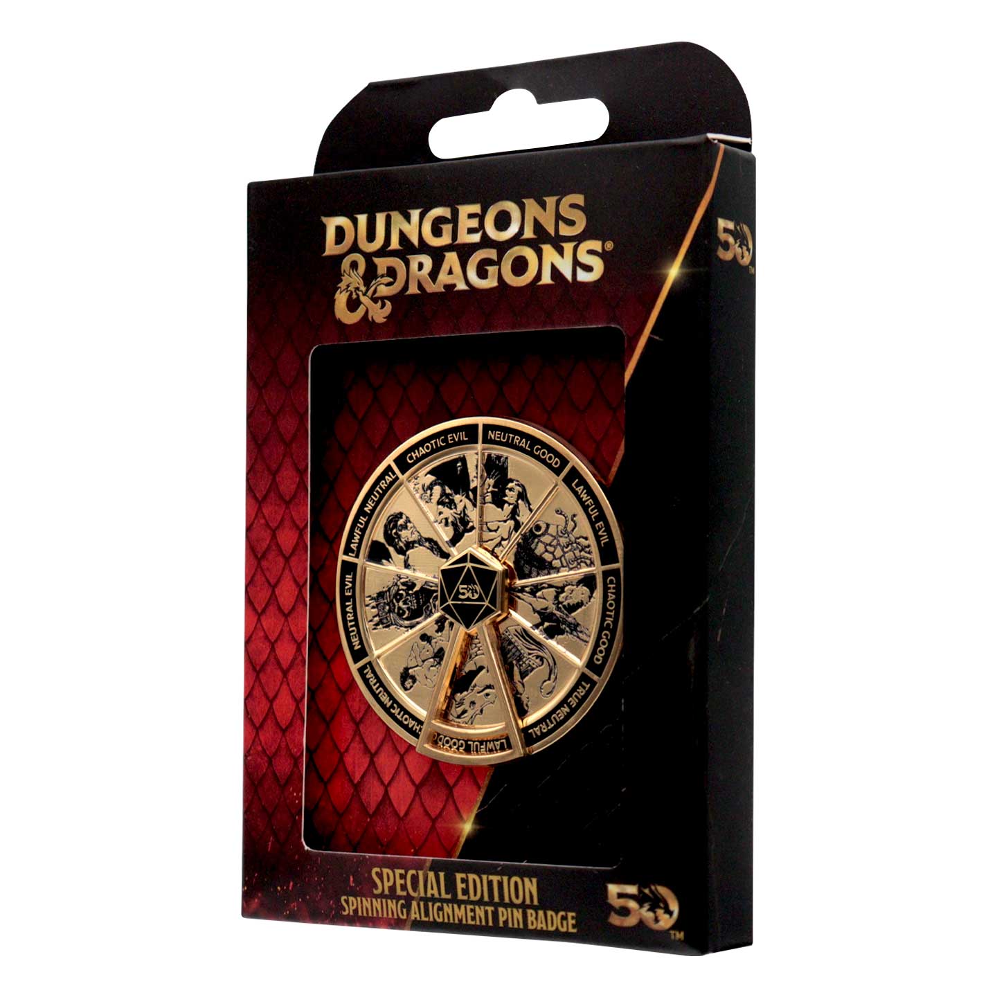 Dungeons & Dragons 50th Anniversary Antique Gold Spinner Pin Badge - Loaded Dice