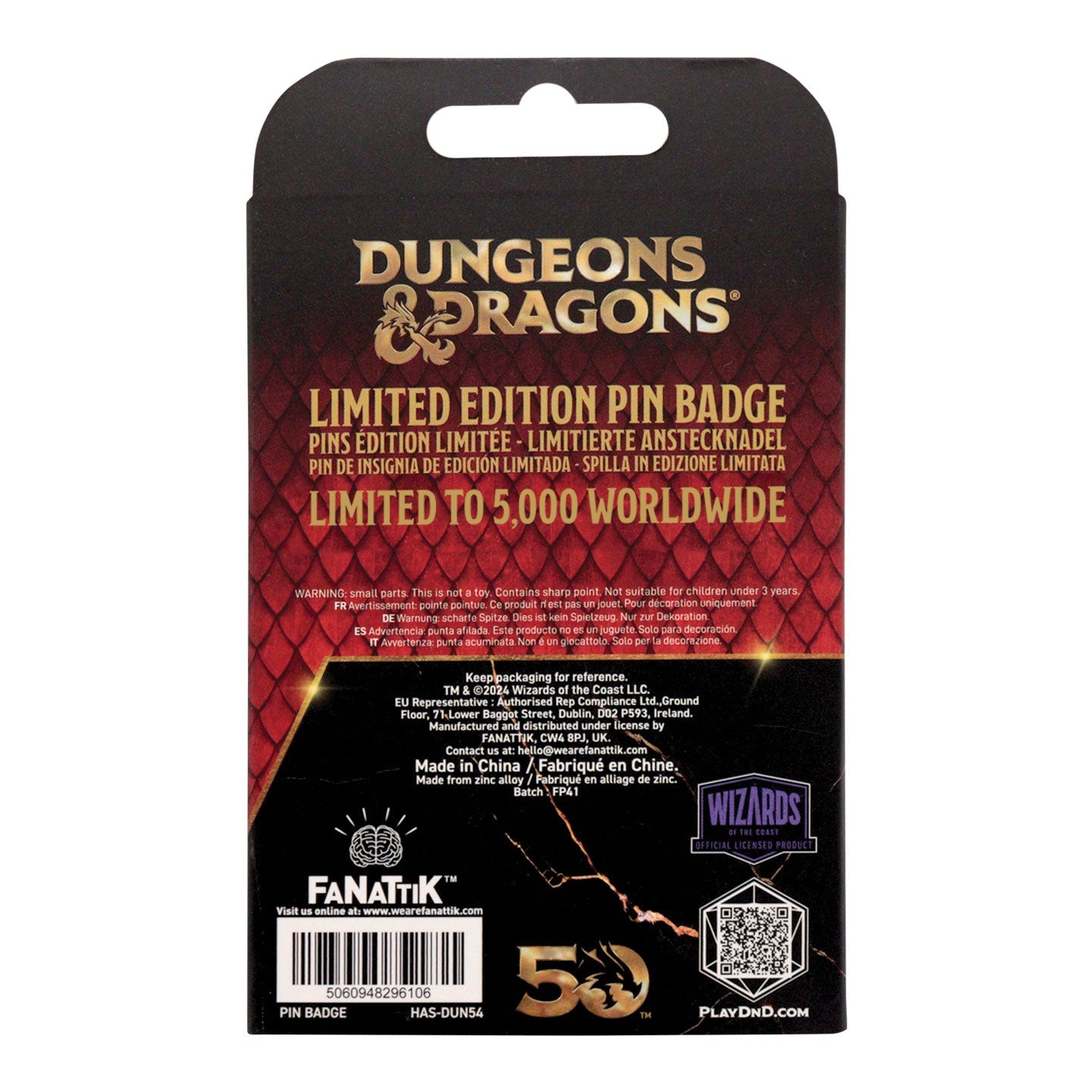 Dungeons & Dragons 50th Anniversary Antique Gold Spinner Pin Badge - Loaded Dice