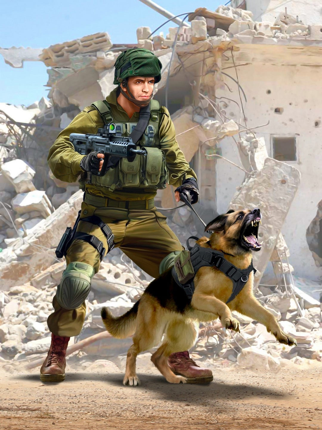 ICM IDF K-9 Unitz "OKETZ" Officer with Dog 1:16 Figures - ICM16102