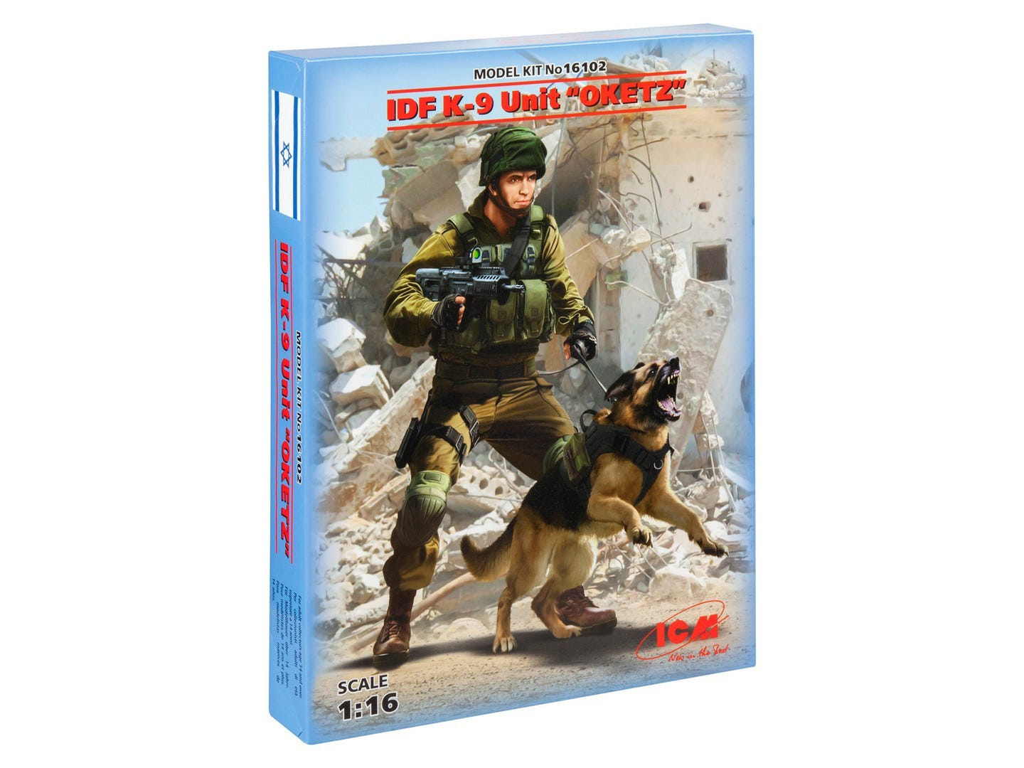 ICM IDF K-9 Unitz "OKETZ" Officer with Dog 1:16 Figures - ICM16102