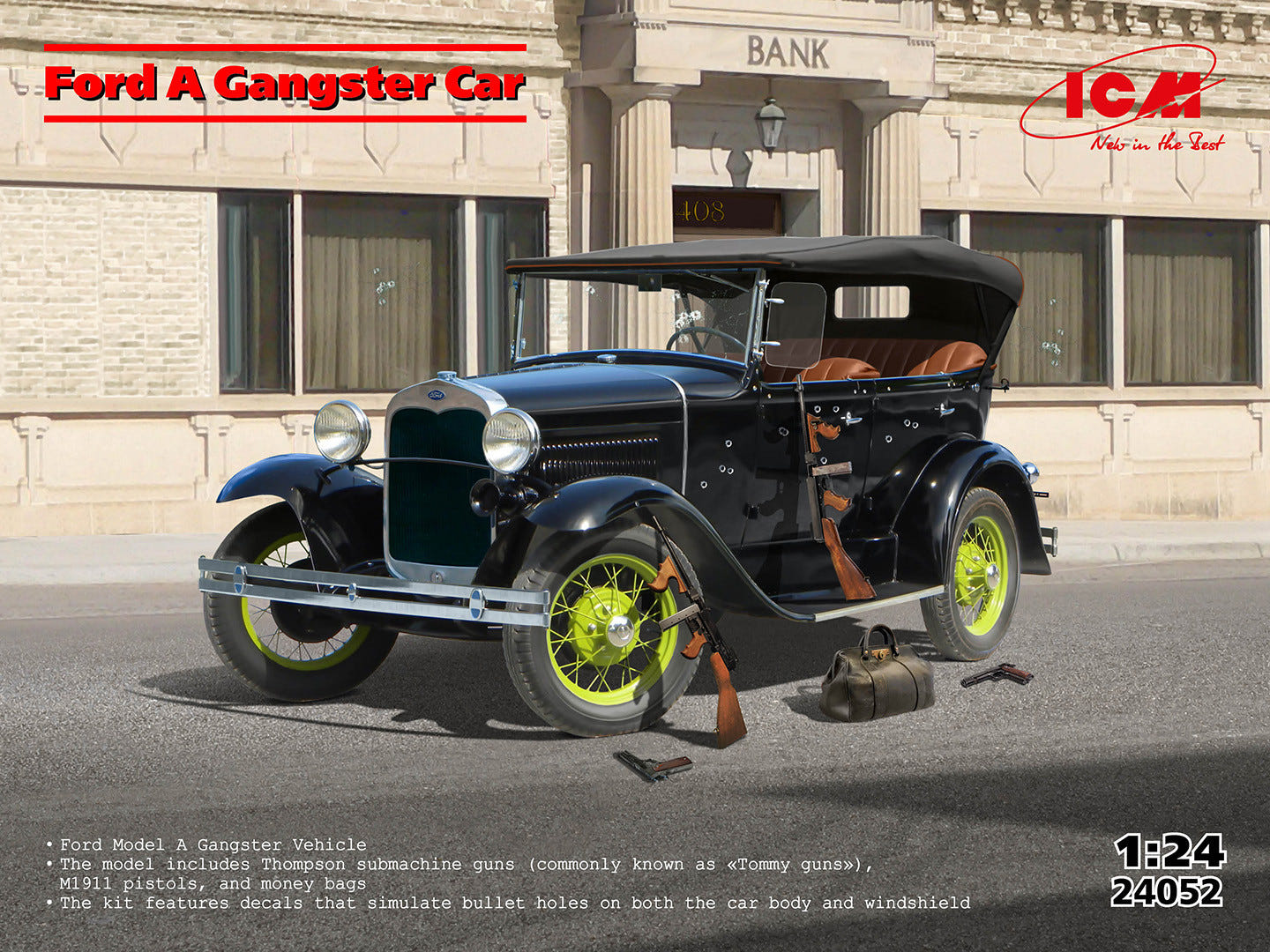 ICM 1:24 Ford Model A Gangster Car - ICM24052