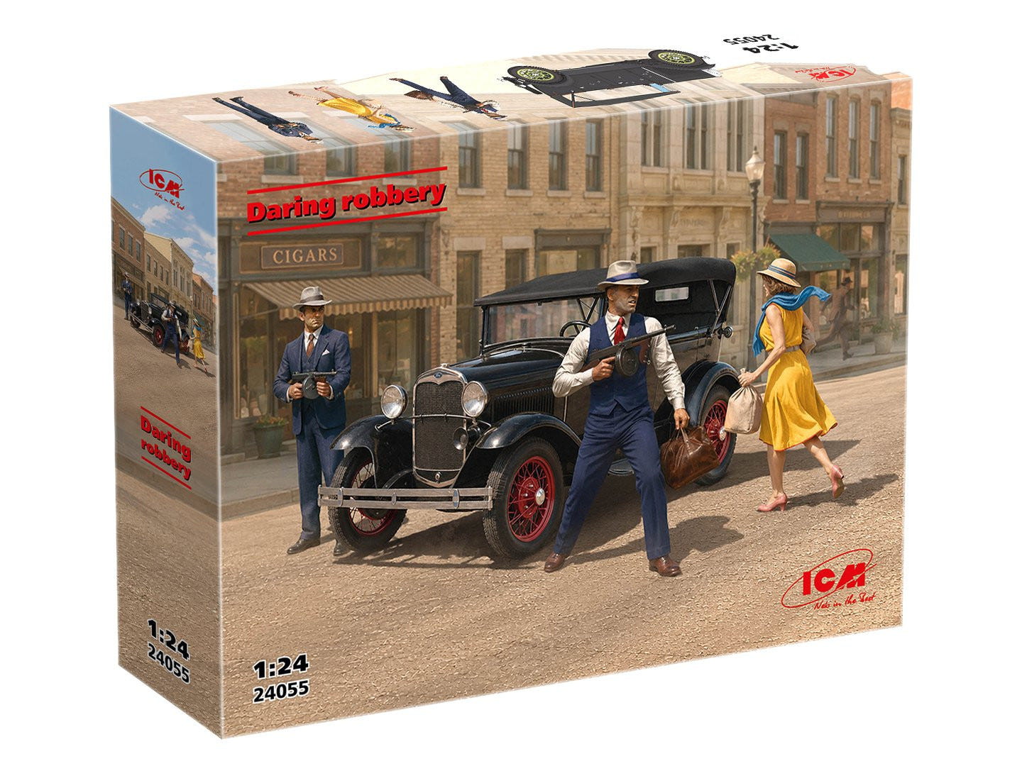 ICM 1:24 ‘Daring Robbery’ Ford Model A with 3 Gangster Figures - ICM24055