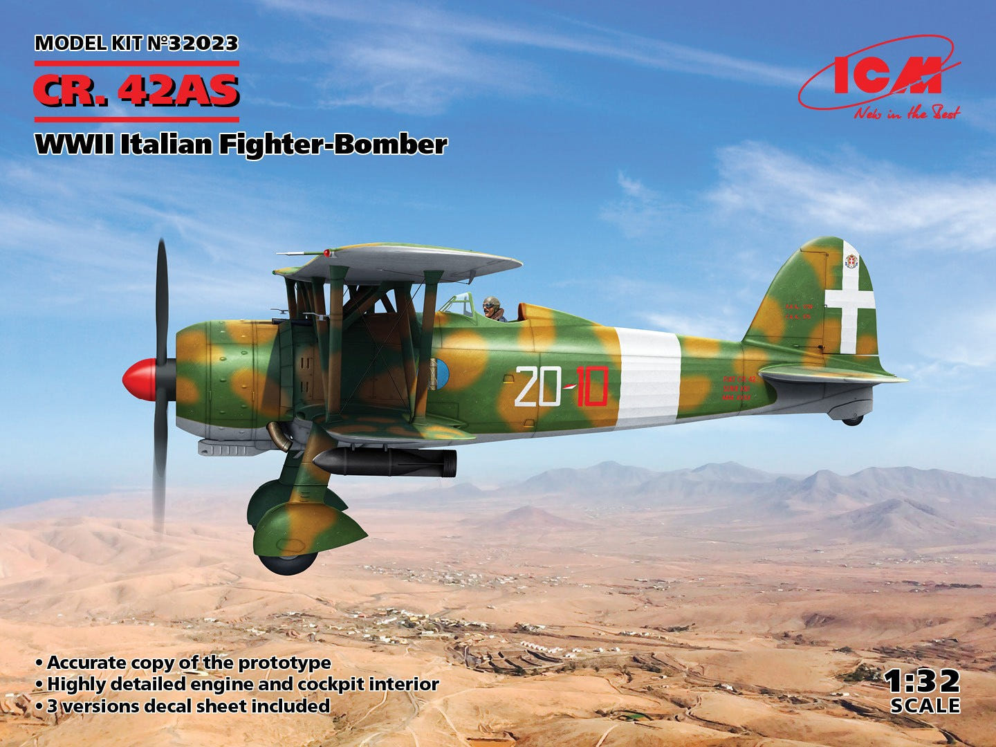 ICM 1:32 CR. 42AS WWII Italian Fighter-Bomber - ICM32023