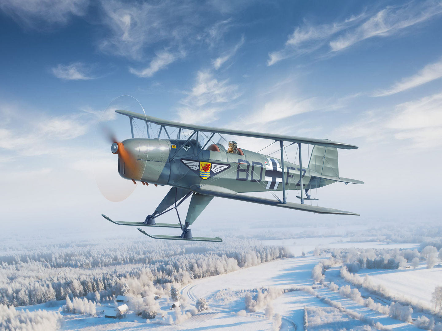 ICM 1:32 Bücker Bü 131D (Winter Version) WWII German Training Aircraft - ICM32029