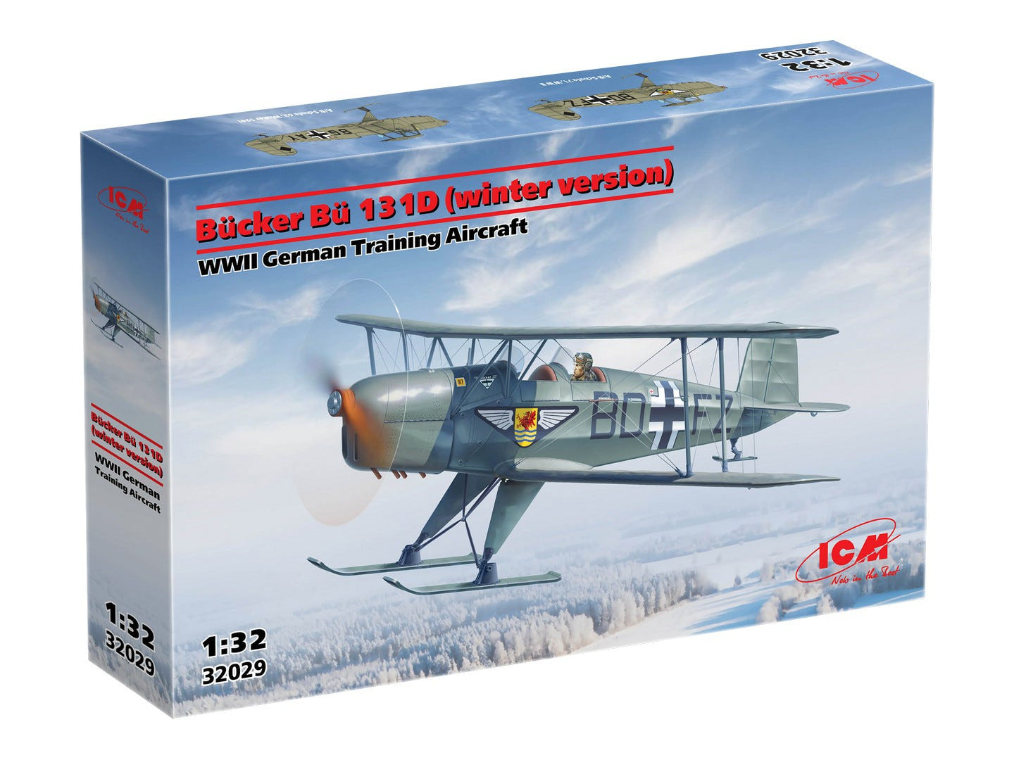 ICM 1:32 Bücker Bü 131D (Winter Version) WWII German Training Aircraft - ICM32029