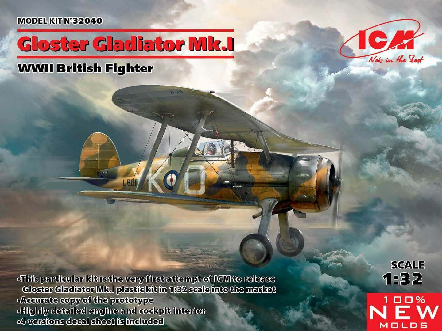 ICM 1:32 Gloster Gladiator Mk.I WWII British Fighter - ICM32040
