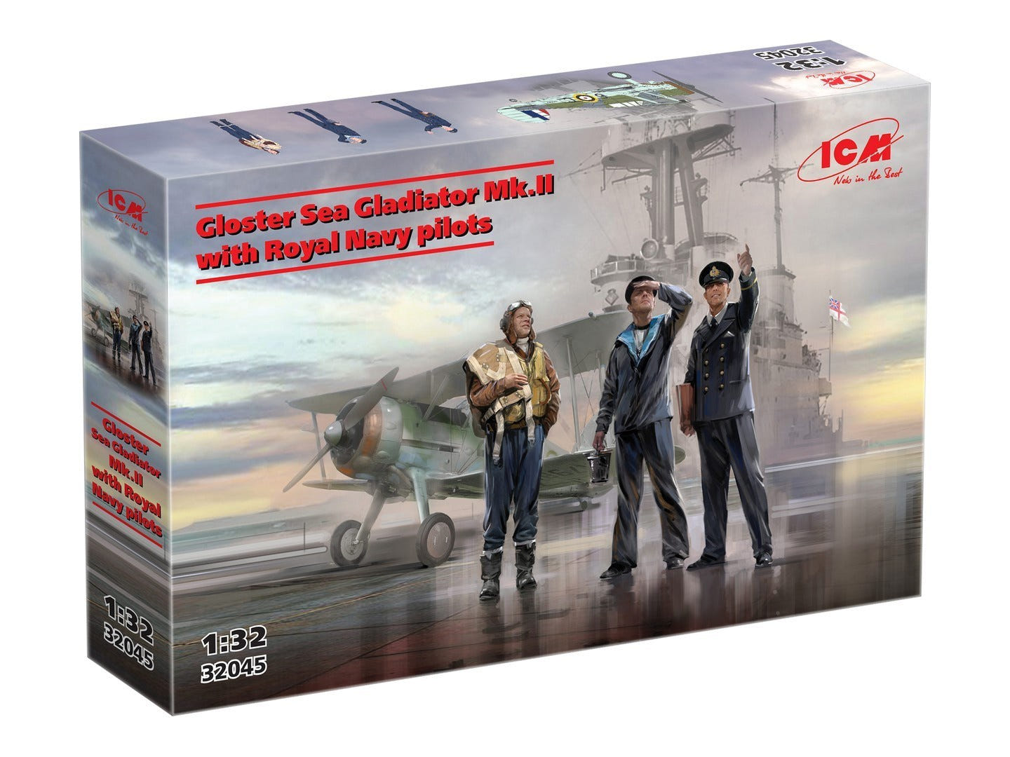 ICM 1:32 Gloster Sea Gladiator Mk.II with 3 Royal Navy Pilot Figures - ICM32045