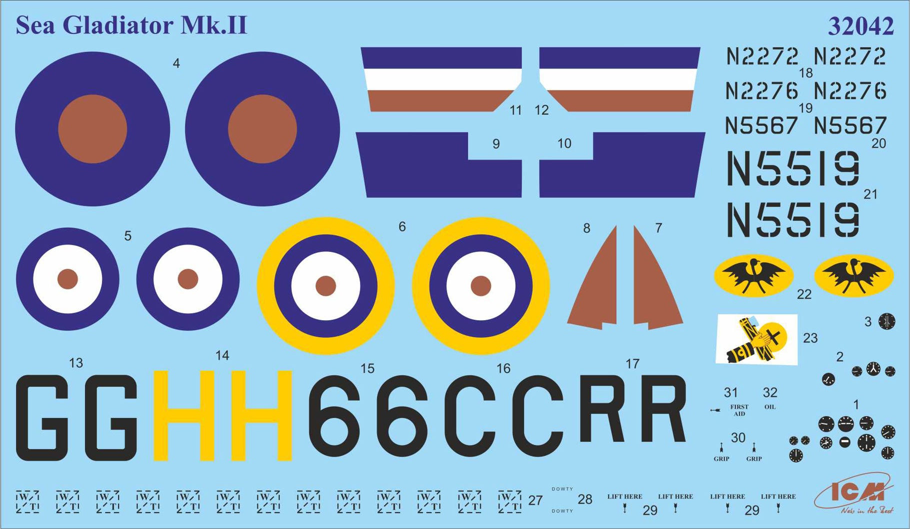 ICM 1:32 Gloster Sea Gladiator Mk.II with 3 Royal Navy Pilot Figures - ICM32045