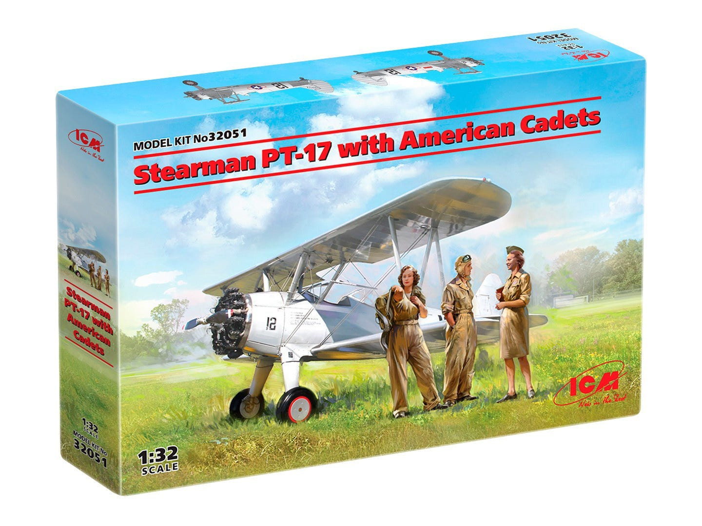 ICM 1:32 Stearman PT-17 with American Cadets (3 Figures) - ICM32051