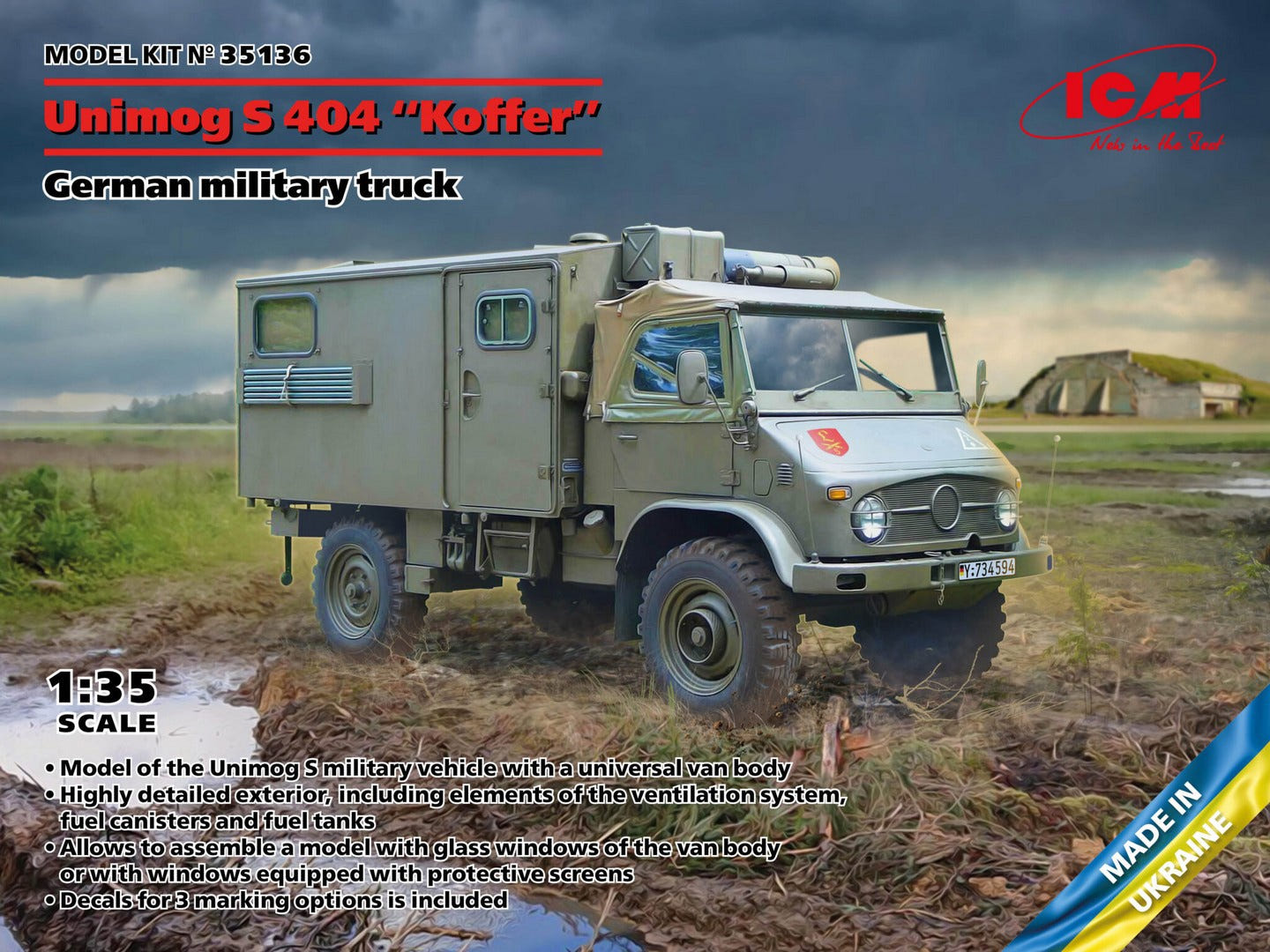 ICM 1:35 Unimog S 404 with Box Body German Military Truck - ICM35136