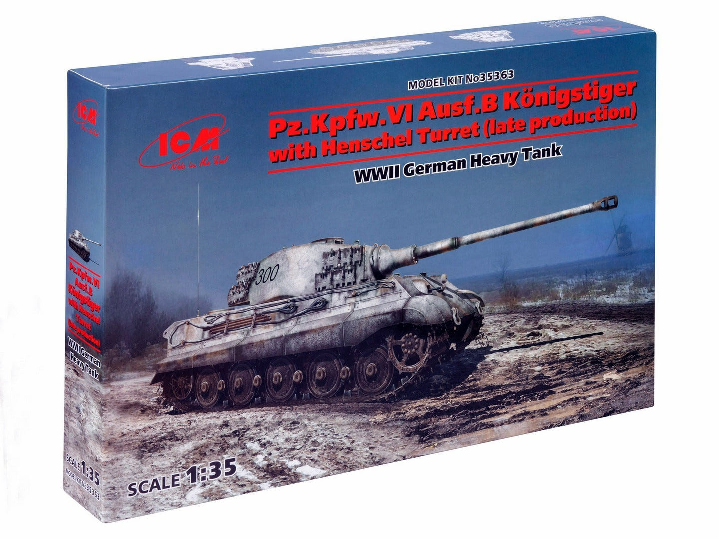 ICM 1:35 Pz.Kpfw.VI Ausf.B King Tiger with Henschel Turret (Late Production) WWII German Heavy Tank - ICM35363