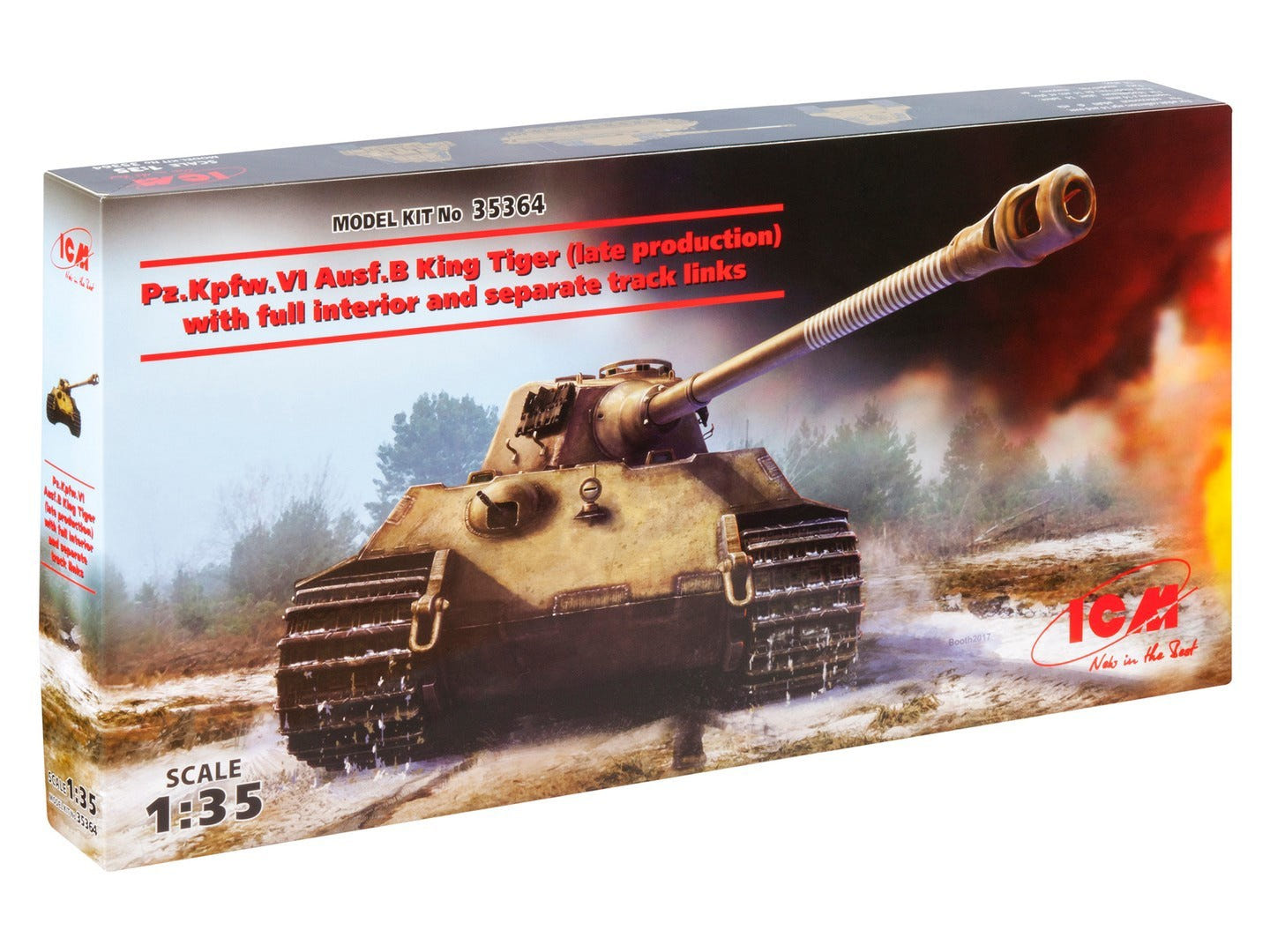 ICM 1:35 Pz.Kpfw.VI Ausf.B King Tiger (Late Production) with Full Interior WWII German Heavy Tank - ICM35364