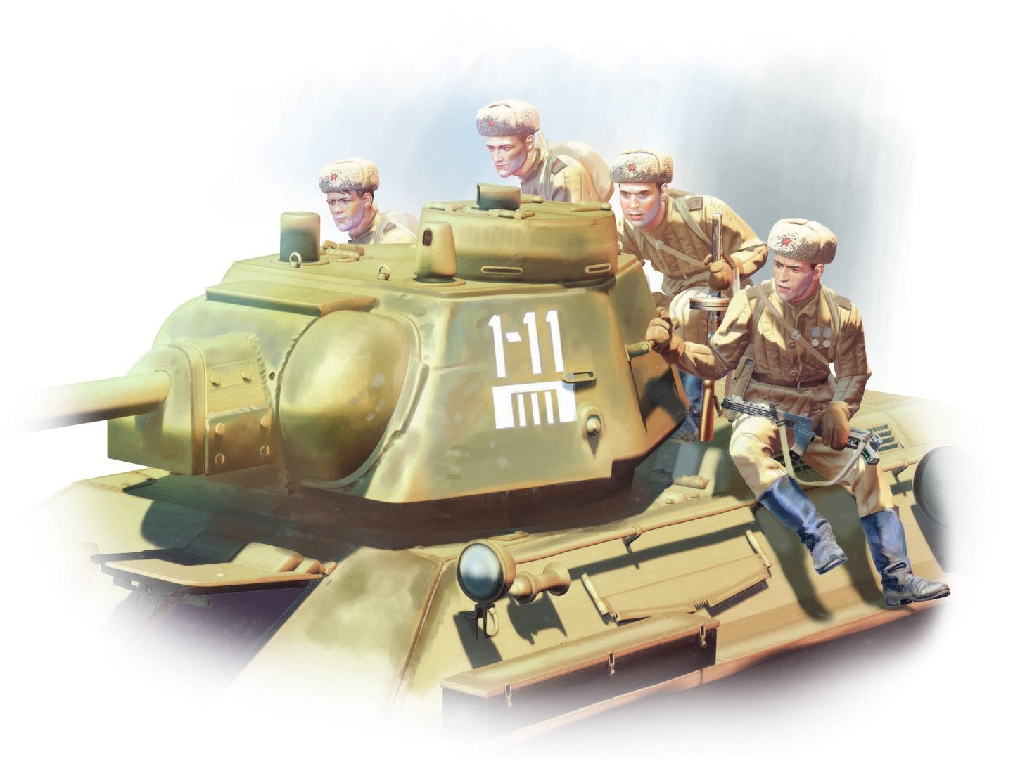 ICM 1:35 T-34-76 with 4 Soviet Tank Rider Figures - ICM35368
