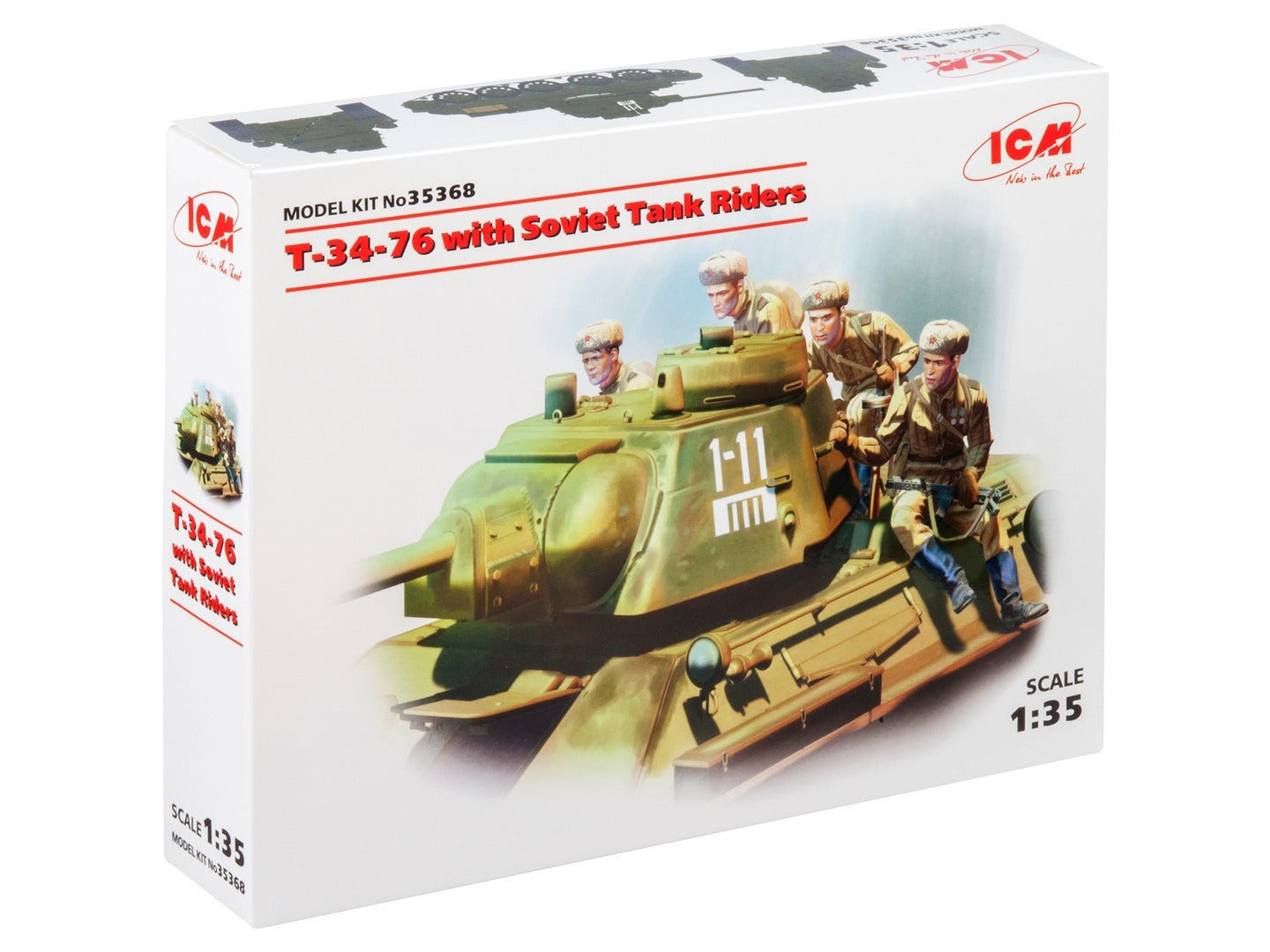 ICM 1:35 T-34-76 with 4 Soviet Tank Rider Figures - ICM35368