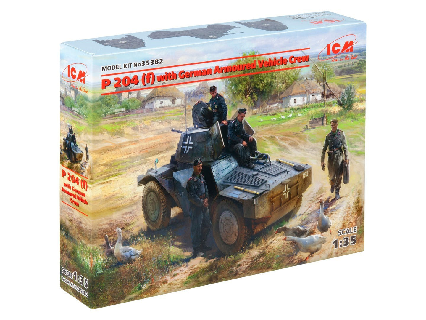 ICM 1:35 Panzerspähwagen P 204 (f) German Armoured Vehicle with 4 Crew Figures & Cat - ICM35382