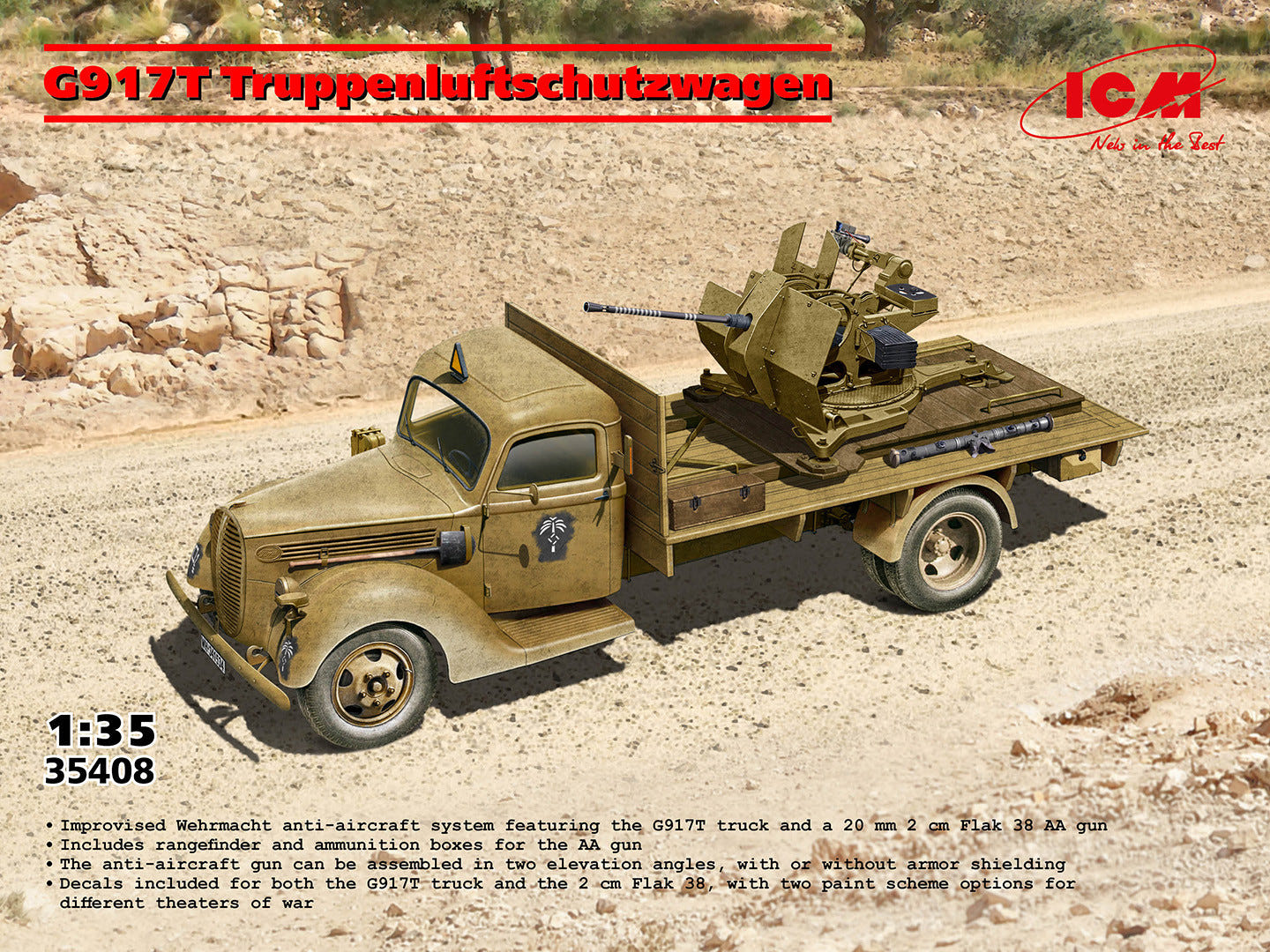 ICM 1:35 G917T Truppenluftschutzwagen Flak 38 Anti-Aircraft Truck - ICM35408