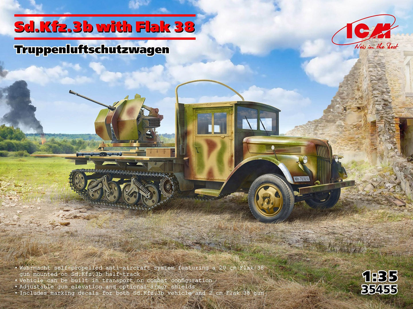 ICM 1:35 Sd.Kfz.3b with Flak 38 AA Gun - ICM35455
