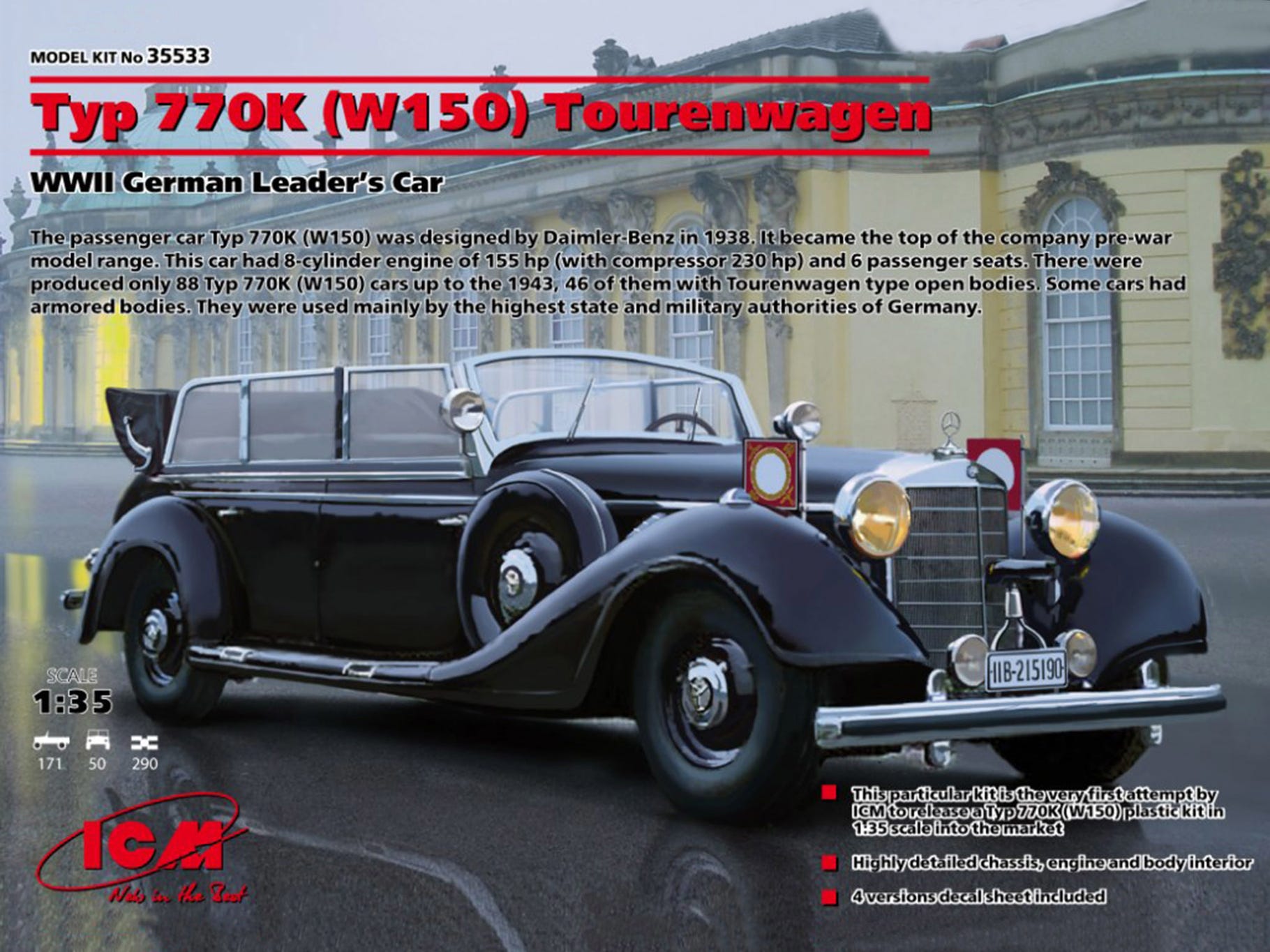 ICM 1:35 Typ 770K (W150) Tourenwagen WWII German Leaders' Car - ICM35533