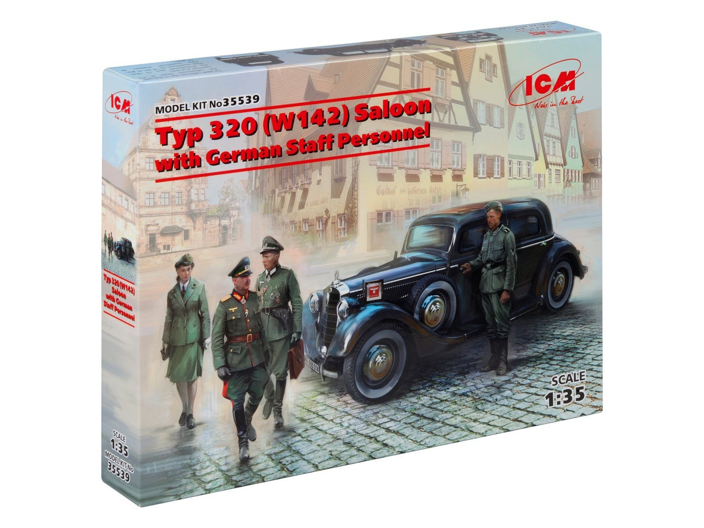 ICM 1:35 Typ 320 (W142) Saloon with German Staff Personnel 4 Figures - ICM35539