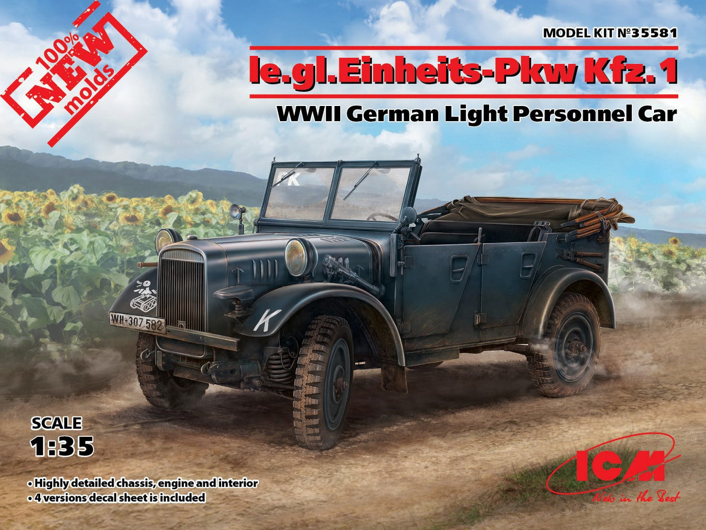 ICM 1:35 le.gl.Pkw Kfz.1 WWII German Light Personnel Car - ICM35581