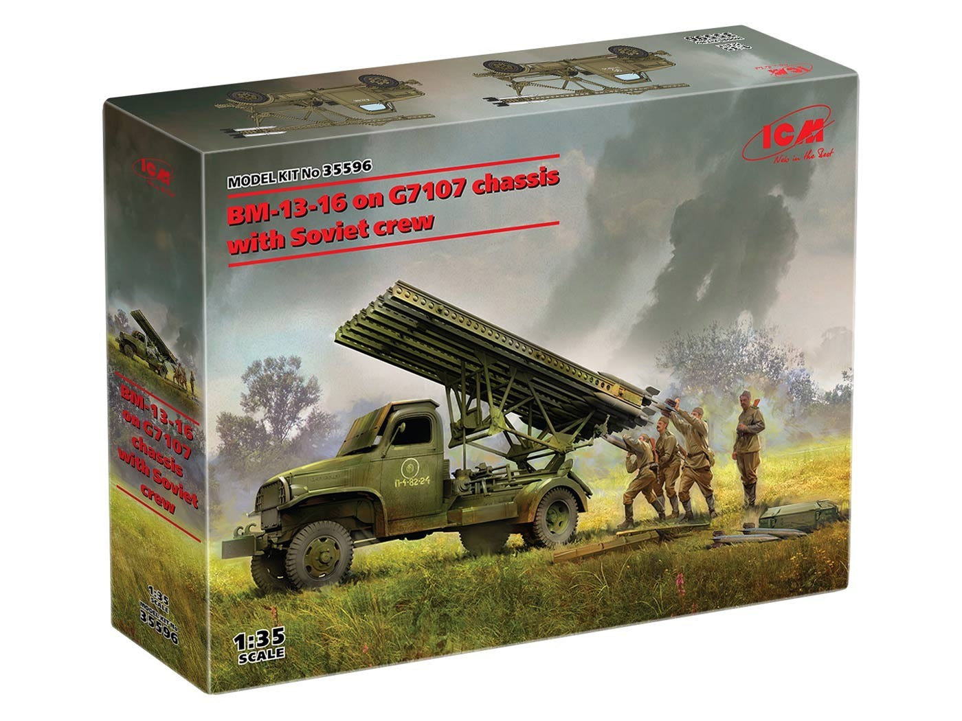 ICM 1:35 BM-13-16 on G7107 Chassis with 4 Soviet Crew Figures - ICM35596