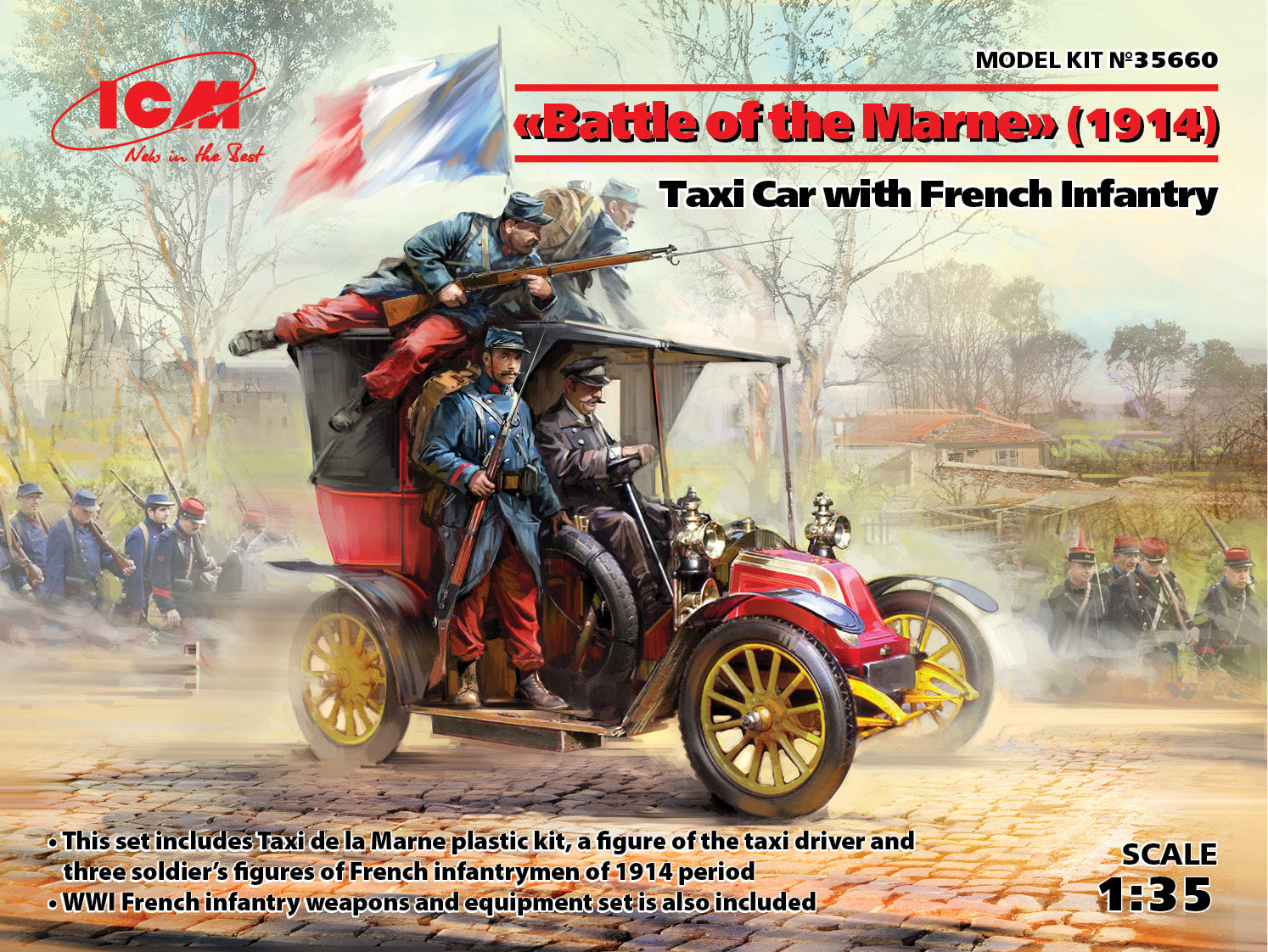 ICM 1:35 Battle of the Marne (1914) Taxi Car with French Infantry - ICM35660