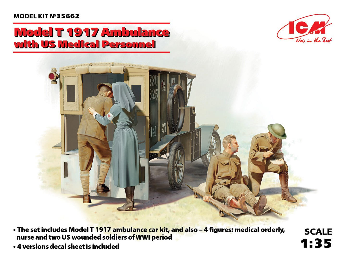 ICM 1:35 Model T 1917 Ambulance with US Medical Personnel - ICM35662
