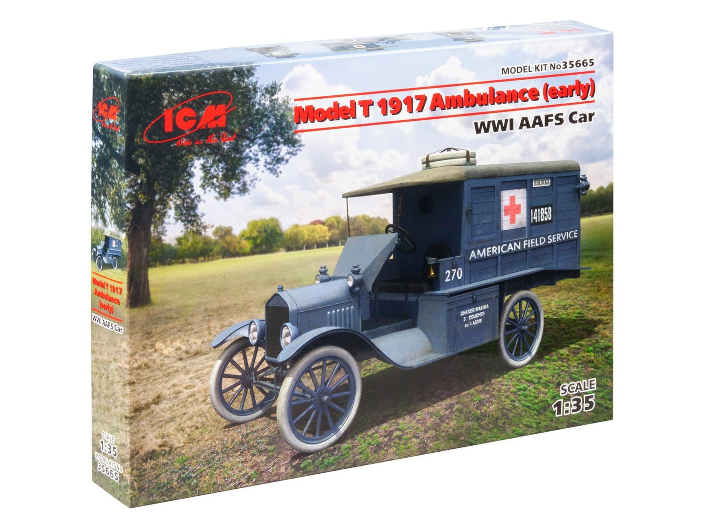 ICM 1:35 Model T 1917 Ambulance (Early) WWI AAFS Car - ICM35665