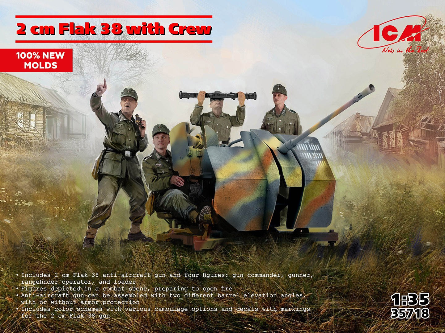 ICM 1:35 Flak 38 with 4 Crew Figures - ICM35718