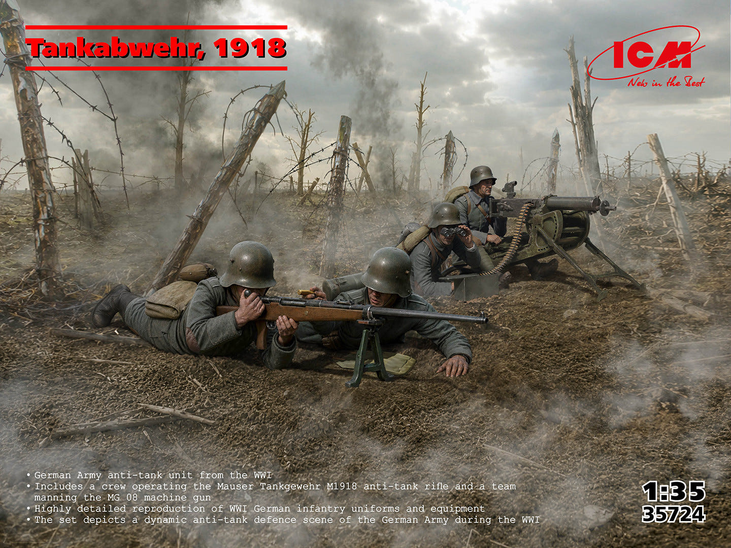 ICM 1:35 ‘Tankabwehr 1918’ German WWI Soldiers (4 Figures) - ICM35724