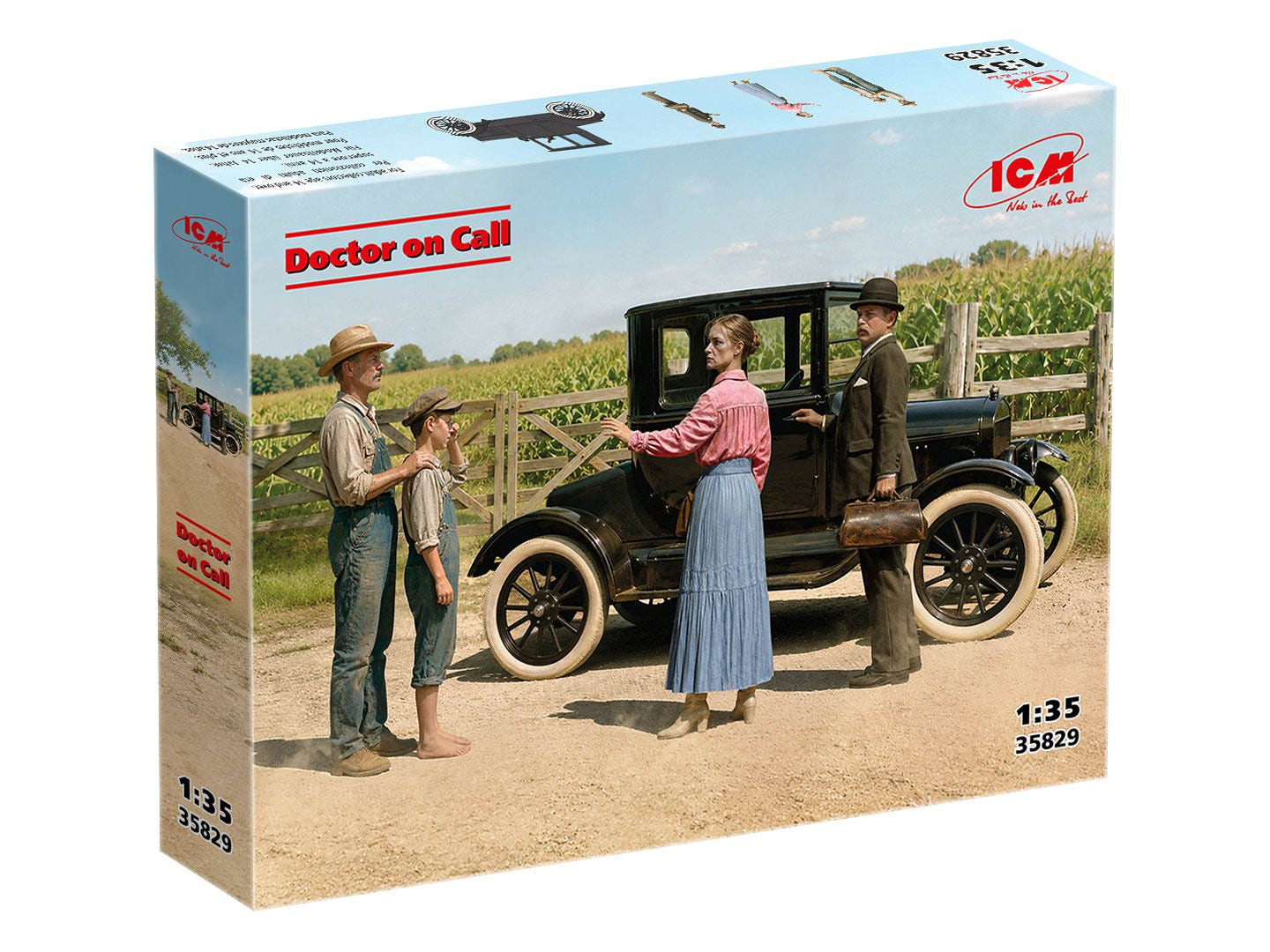 ICM 1:35 ‘Doctor on Call’ 1918 Model T Car with 4 Figures - ICM35829