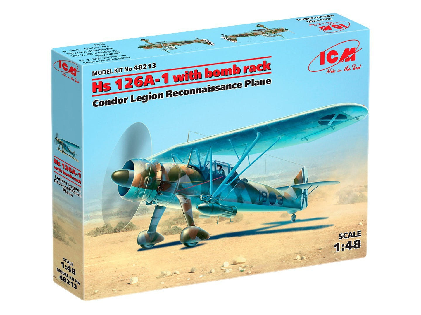 ICM 1:48 Hs 126A-1 with Bomb Rack Condor Legion Reconnaissance Plane - ICM48213