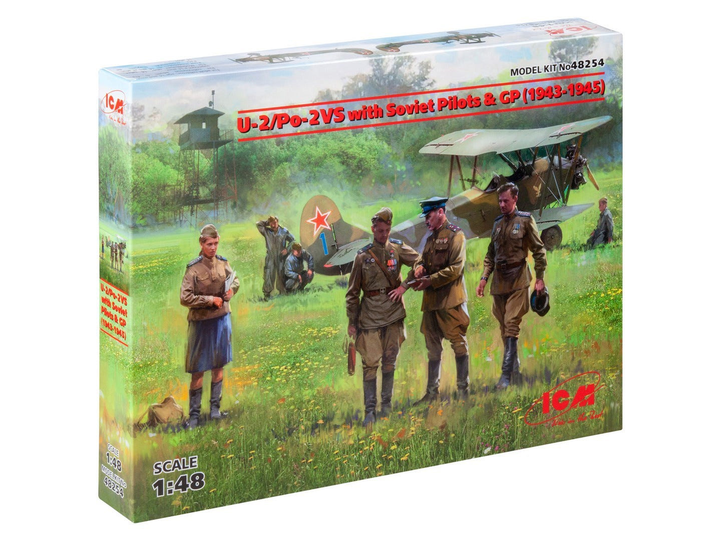 ICM 1:48 U-2/Po-2VS with Soviet Pilots & GP (1943-1945) 7 Figures - ICM48254