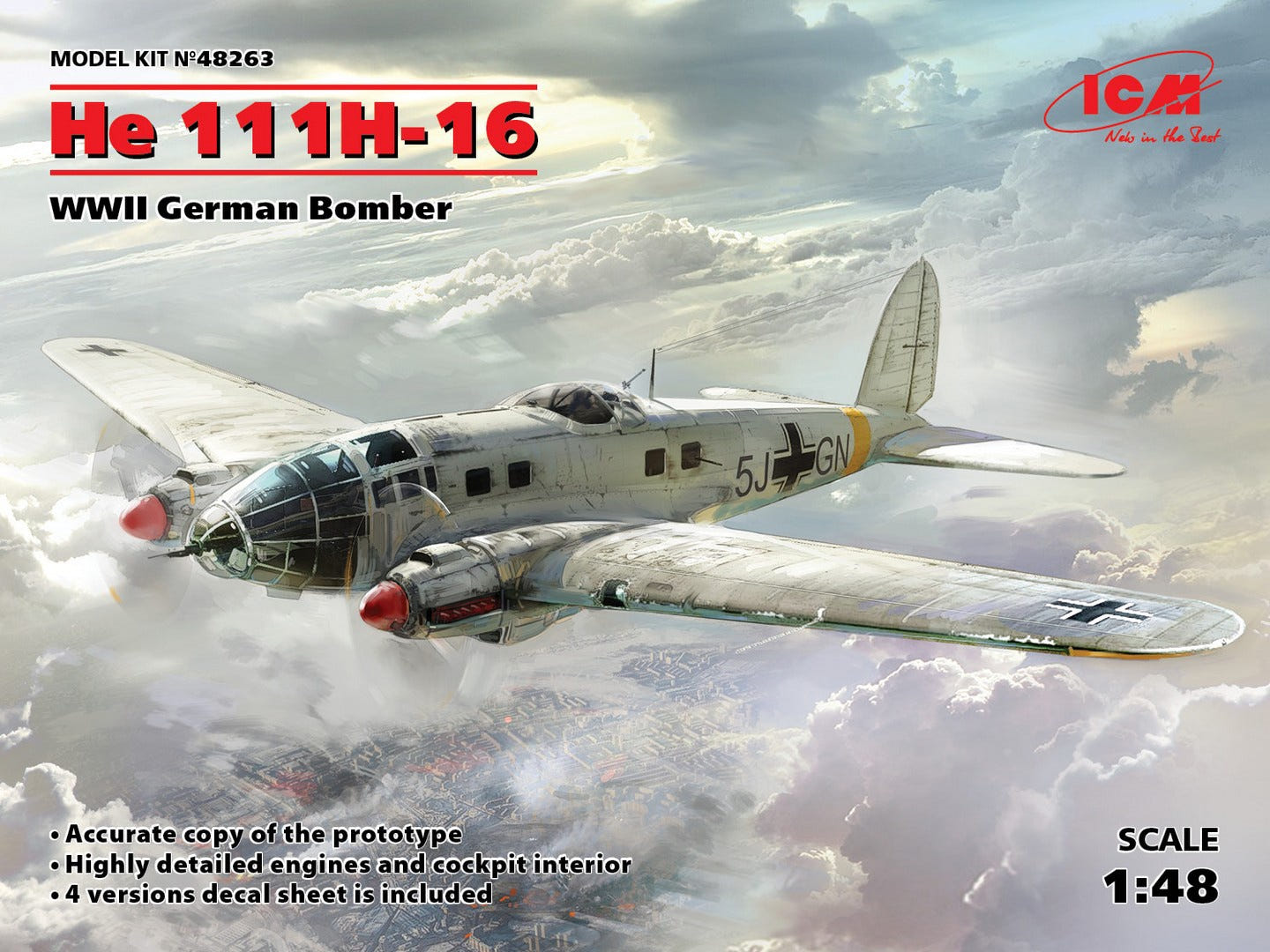 ICM 1:48 He 111H-16 WWII German Bomber - ICM48263