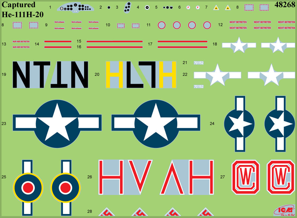 ICM 1:48 Captured Heinkel' He 111H-20 Bomber - ICM48268