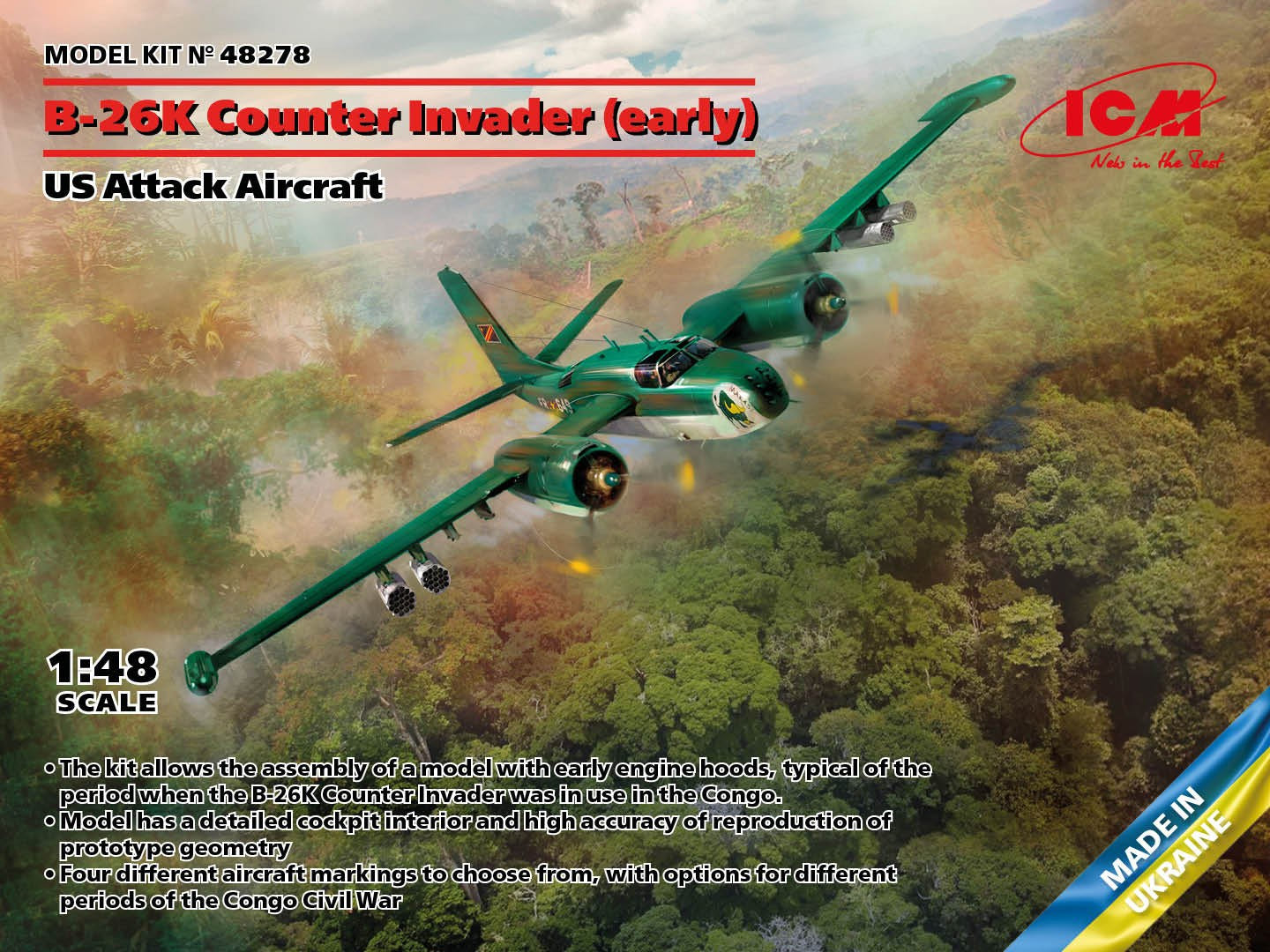 ICM 1:48 B-26K Counter Invader (Early) U.S. Attack Aircraft - ICM48278
