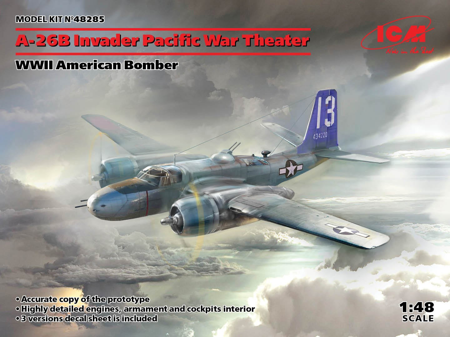 ICM 1:48 A-26В Invader Pacific War Theater WWII American Bomber - ICM48285